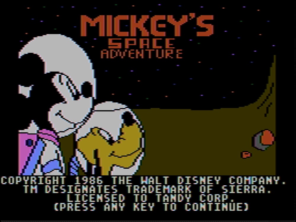 Title Screen of Mickey's Space Adventure for DOS
